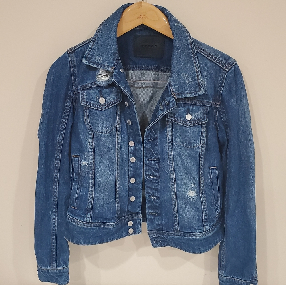 Blank NYC Distressed Denim Jean Jacket XS